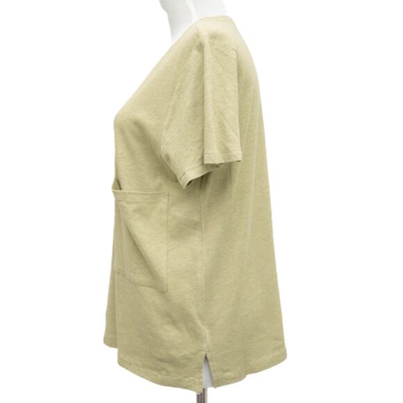 Current/Elliott Green Linen Blend The Drop Pocket T-Shirt Size Medium - Picture 4 of 7